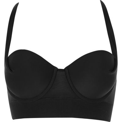 Black plunge bustier bikini top
